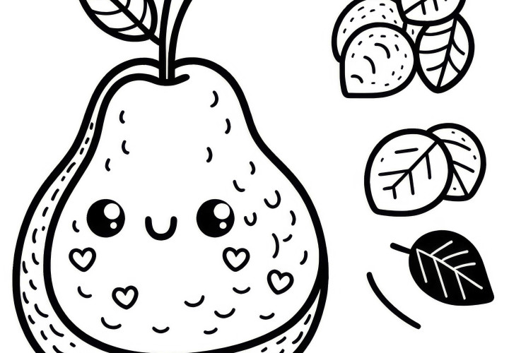 Coloring page of a pear - Simple and free