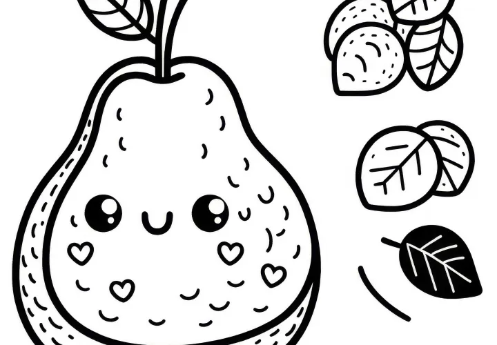 Coloring page of a pear - Simple and free