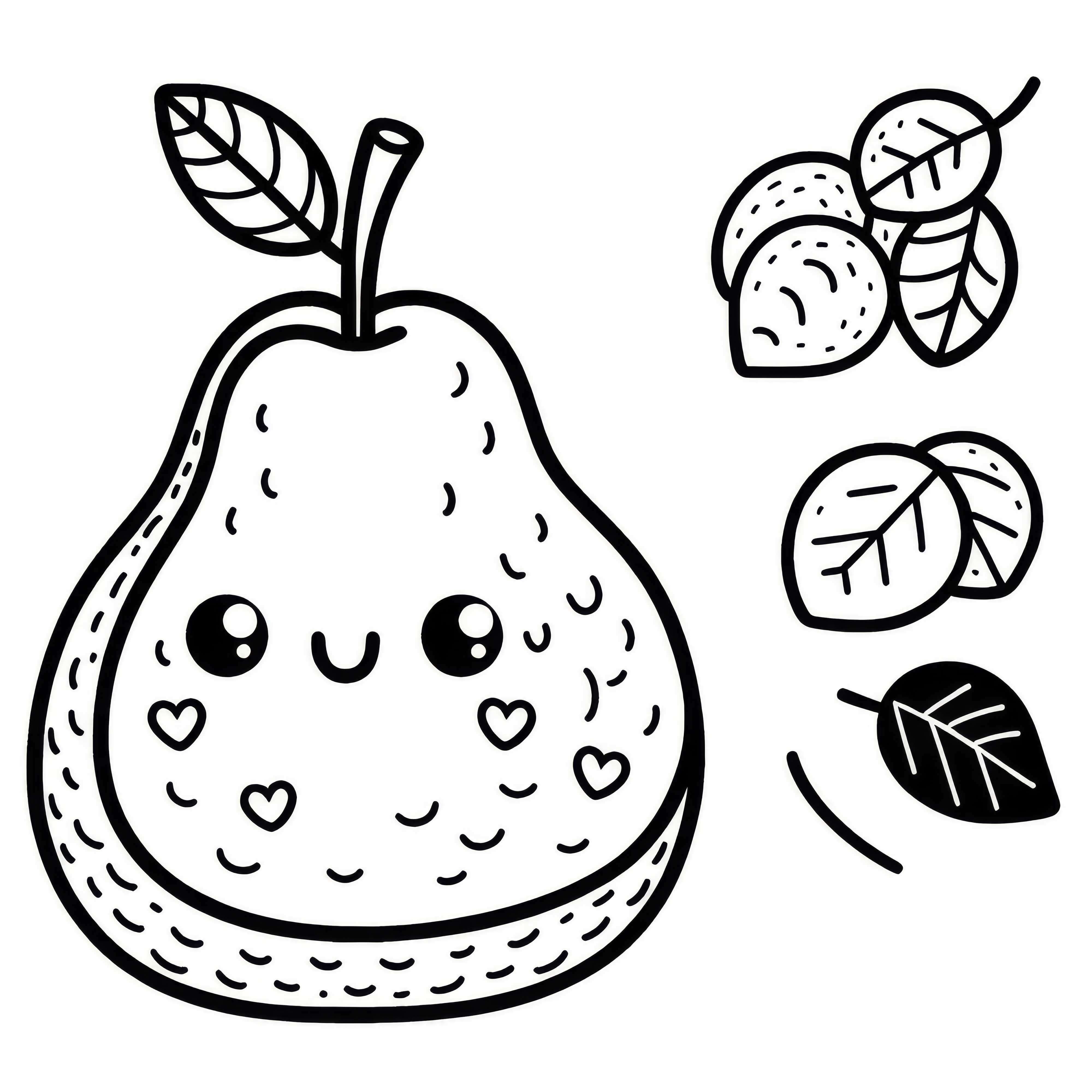 Coloring page of a pear - Simple and free