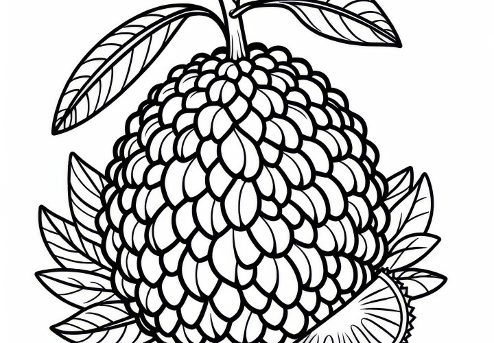 Coloring page of the breadfruit: Free coloring template to print and color online