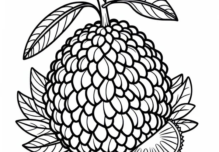 Coloring page of the breadfruit: Free coloring template to print and color online