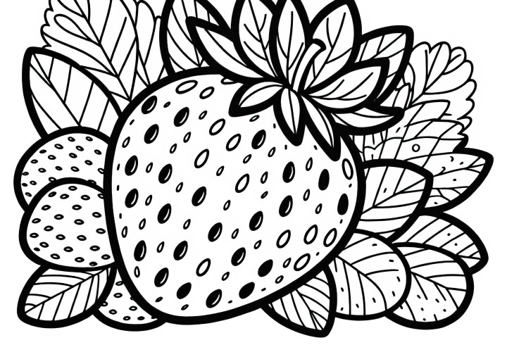 Free coloring page of a strawberry