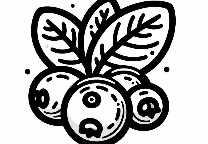 Blueberry Coloring Page Simple Free