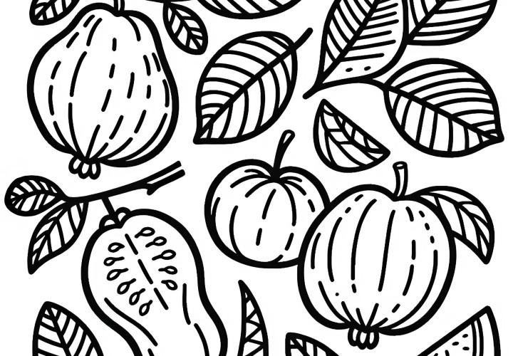 Free guava coloring template to download and color
