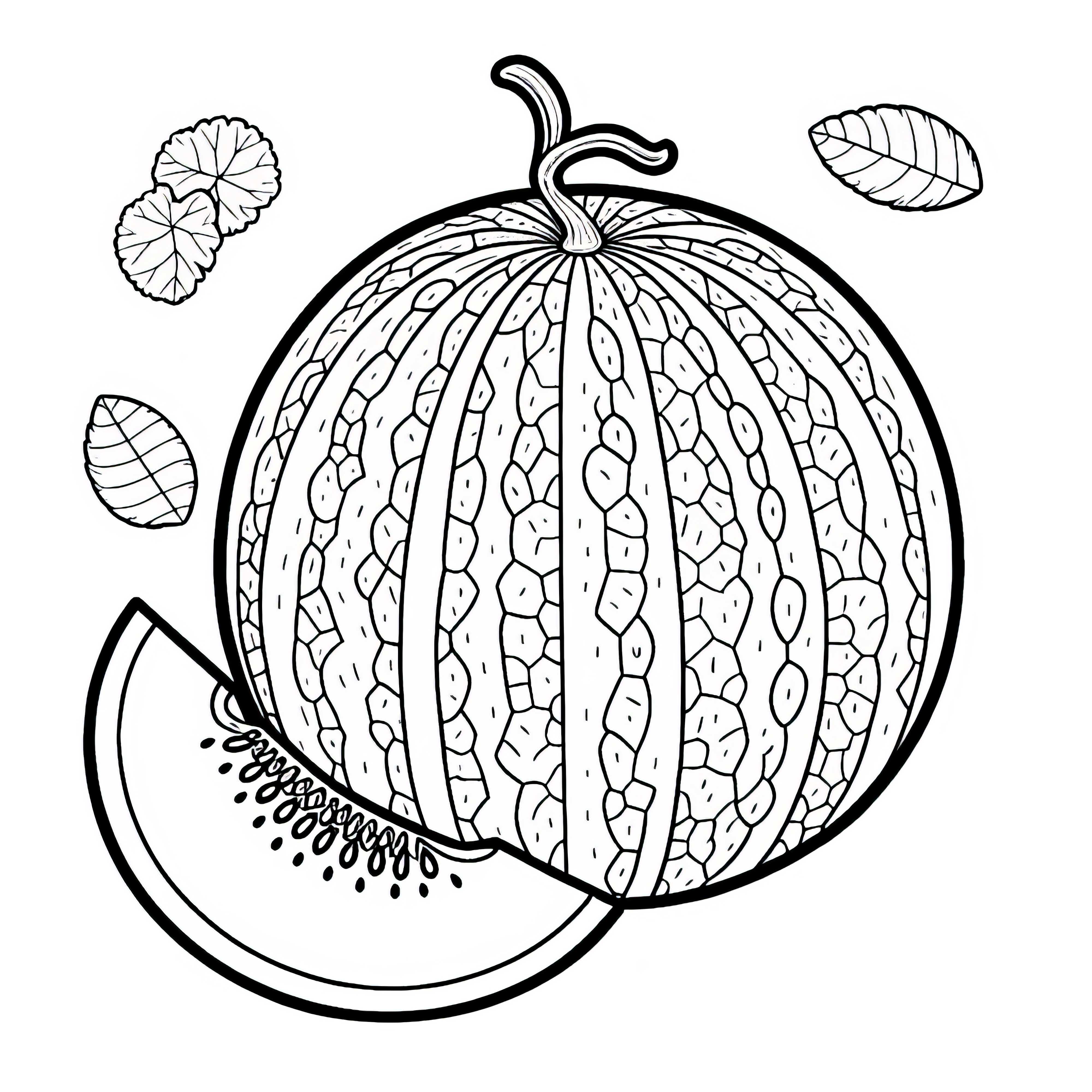 Free coloring page of a honeydew melon