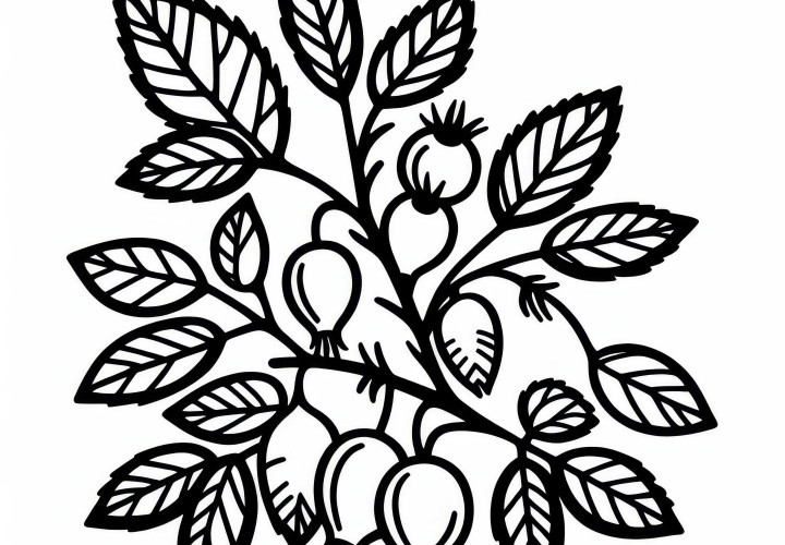 Free Rose Hip Coloring Page