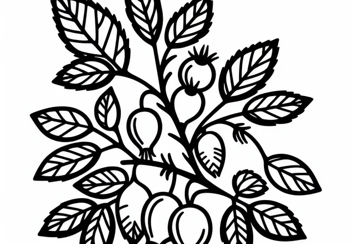 Free Rose Hip Coloring Page