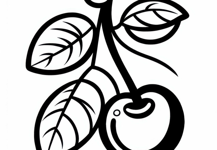 Cherry Coloring Page Simple Free