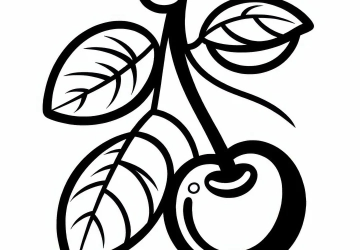 Cherry Coloring Page Simple Free