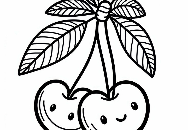 Cherry Coloring Page Simple Free