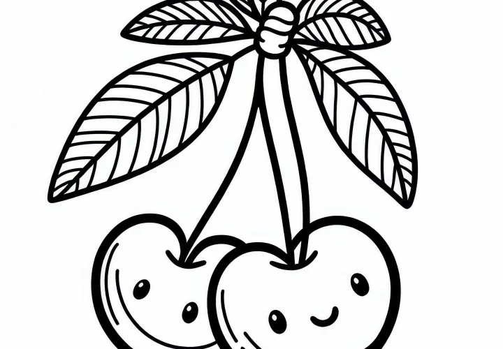 Cherry Coloring Page Simple Free