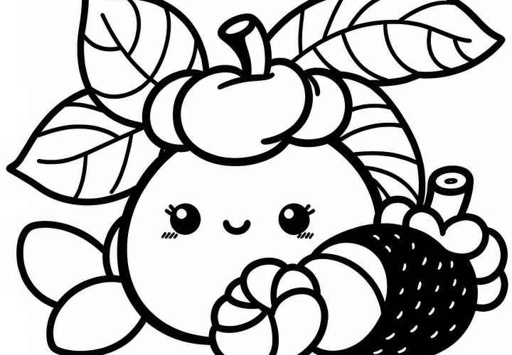 Mangosteen Coloring Page Simple Free Download and Color