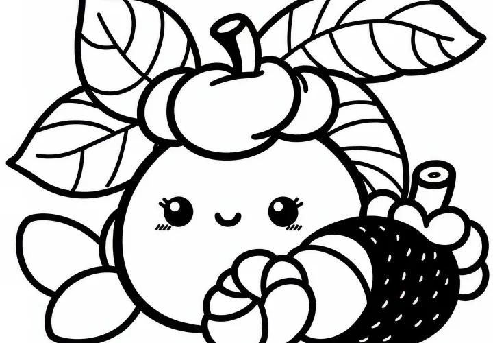 Mangosteen Coloring Page Simple Free Download and Color