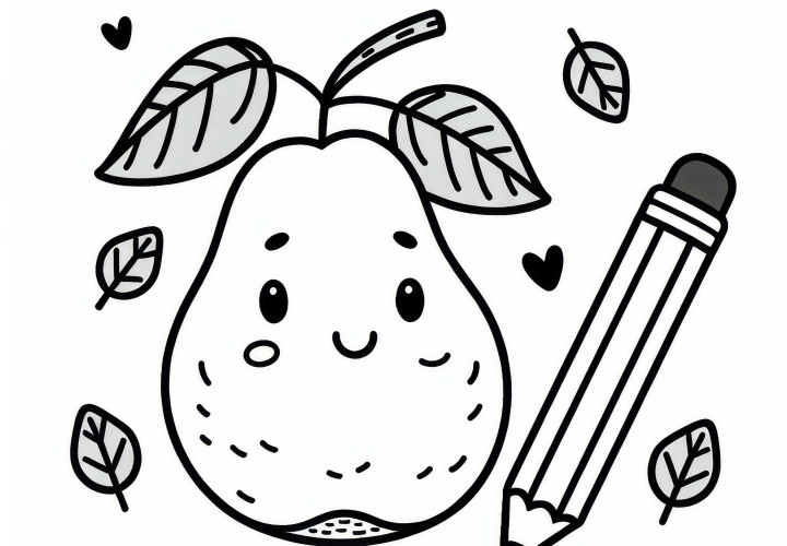 Nashi Pear Coloring Page Simple Free
