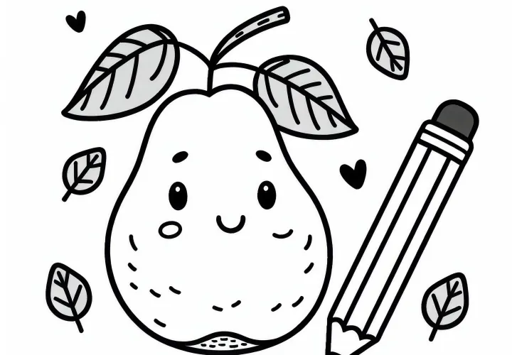 Nashi Pear Coloring Page Simple Free