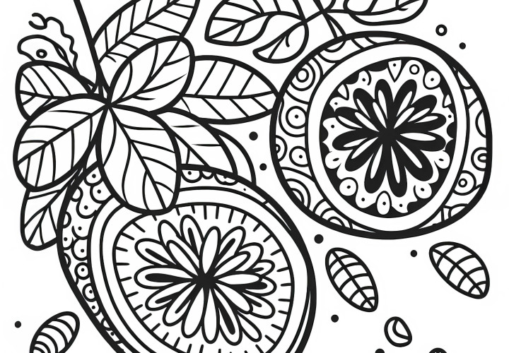 Passion fruit coloring template free