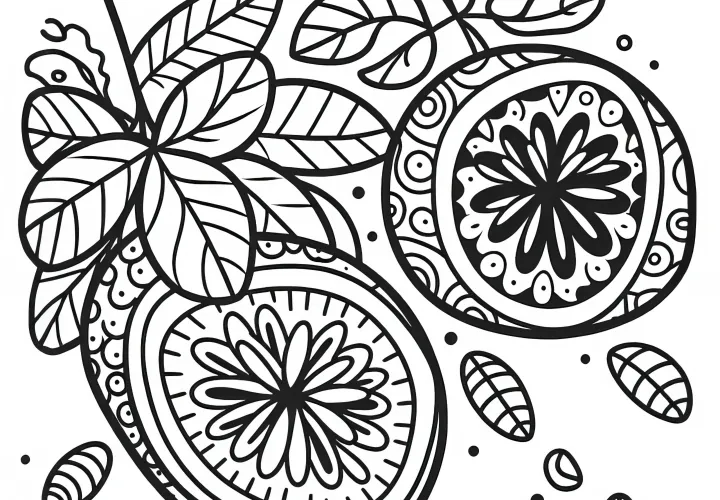 Passion fruit coloring template free
