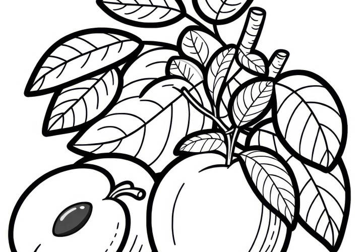Plum Coloring Page Simple Free