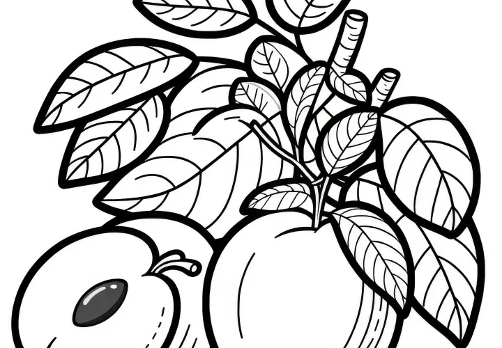 Plum Coloring Page Simple Free