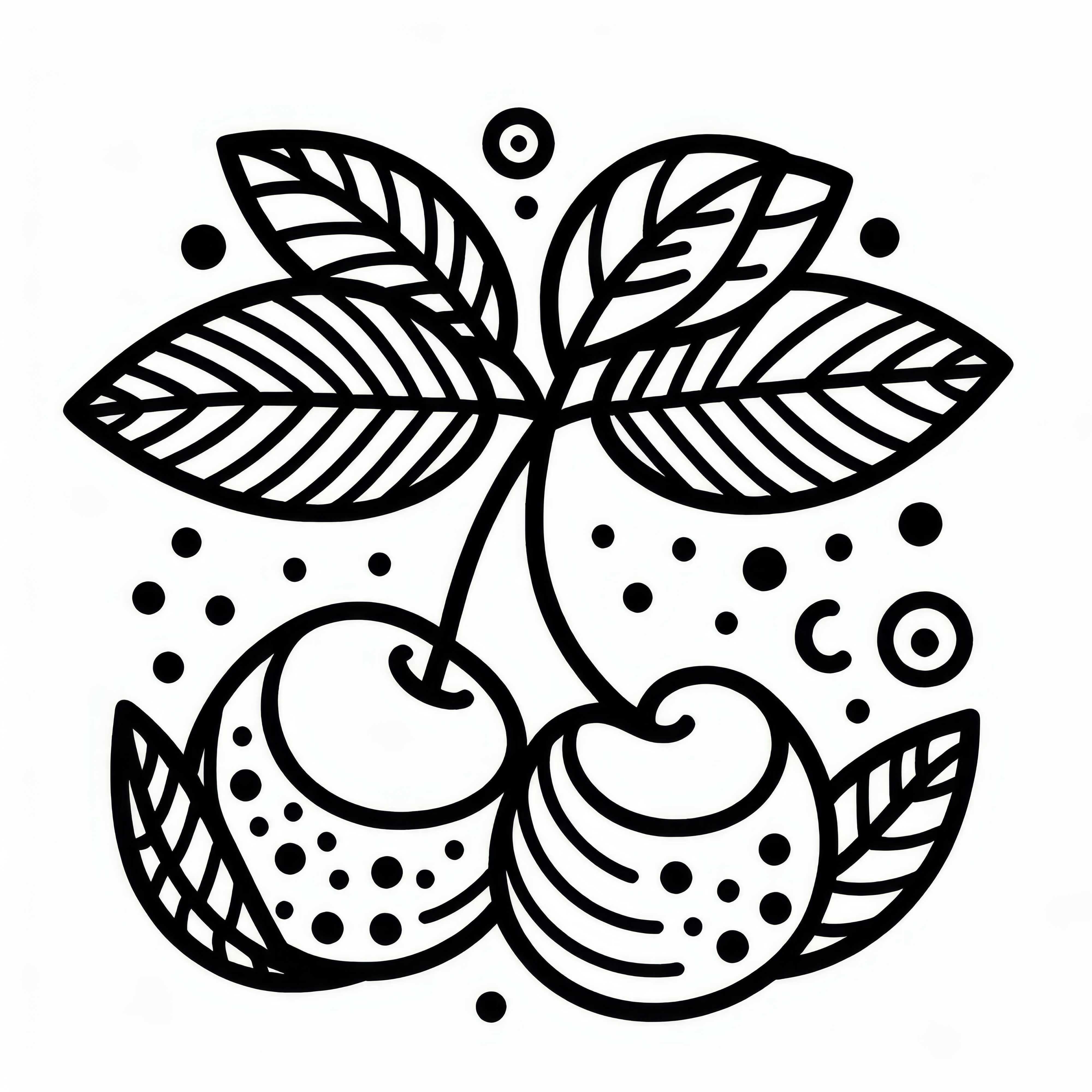 Sour Cherry Coloring Page Simple Free