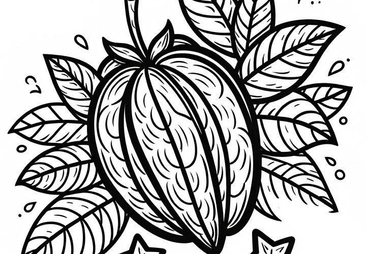 Starfruit Carambola Coloring Template Free