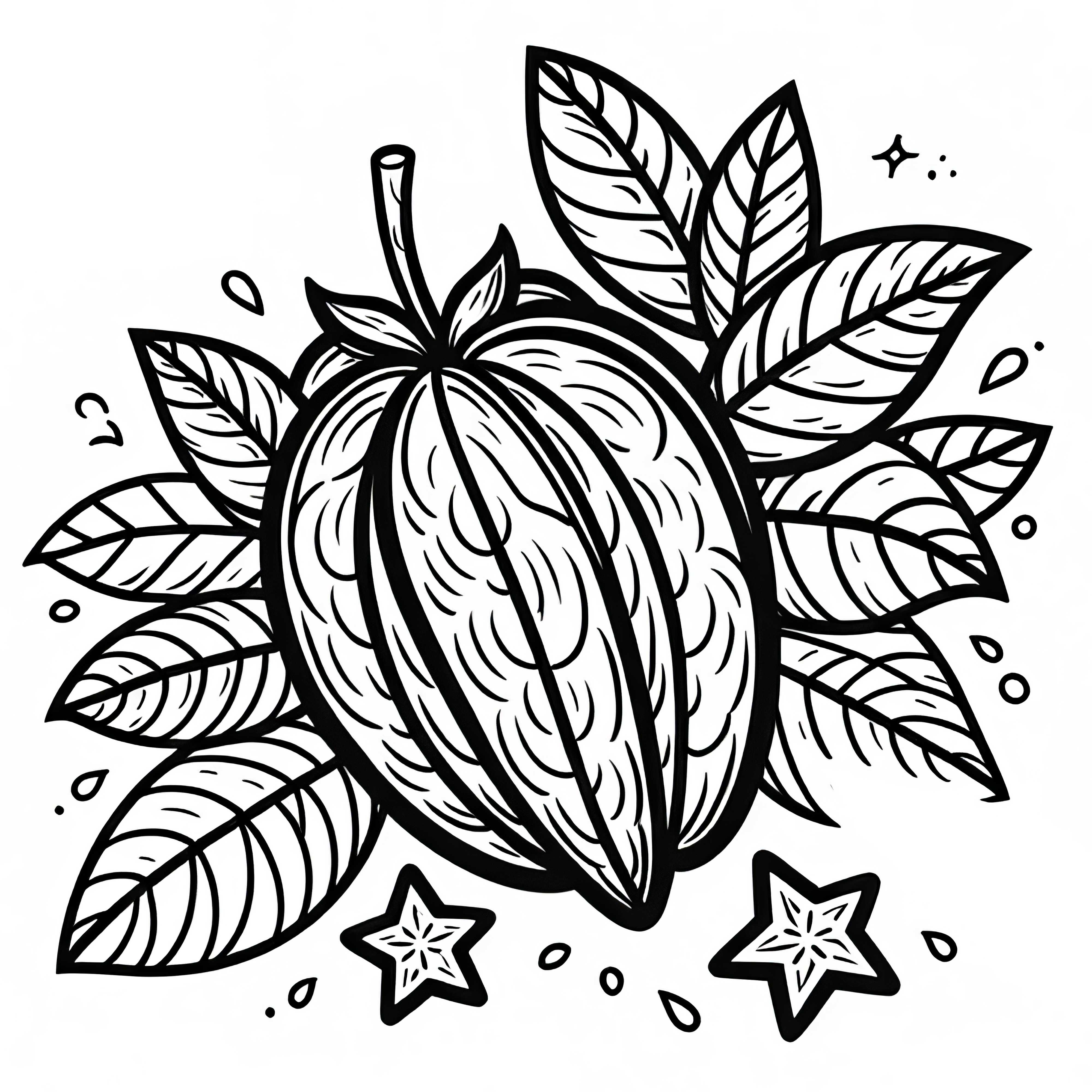 Starfruit Carambola Coloring Page Free