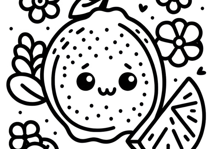 Simple coloring template of a lemon - Free