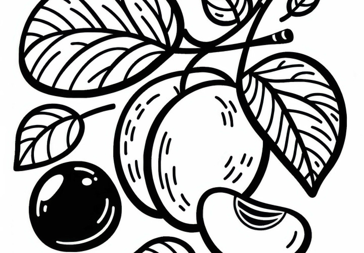 Plum Coloring Page Simple Free