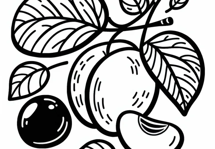 Plum Coloring Page Simple Free