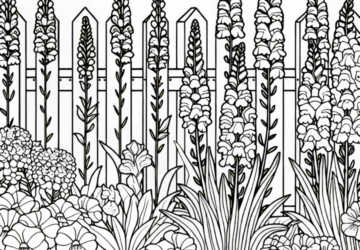 Løvemunn langs et hagegjerde – Malebilde av sommerblomst gratis