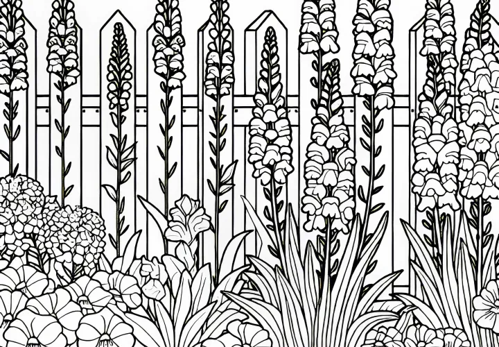 Lidah Singa di sepanjang pagar taman - Gambar mewarnai bunga musim panas gratis