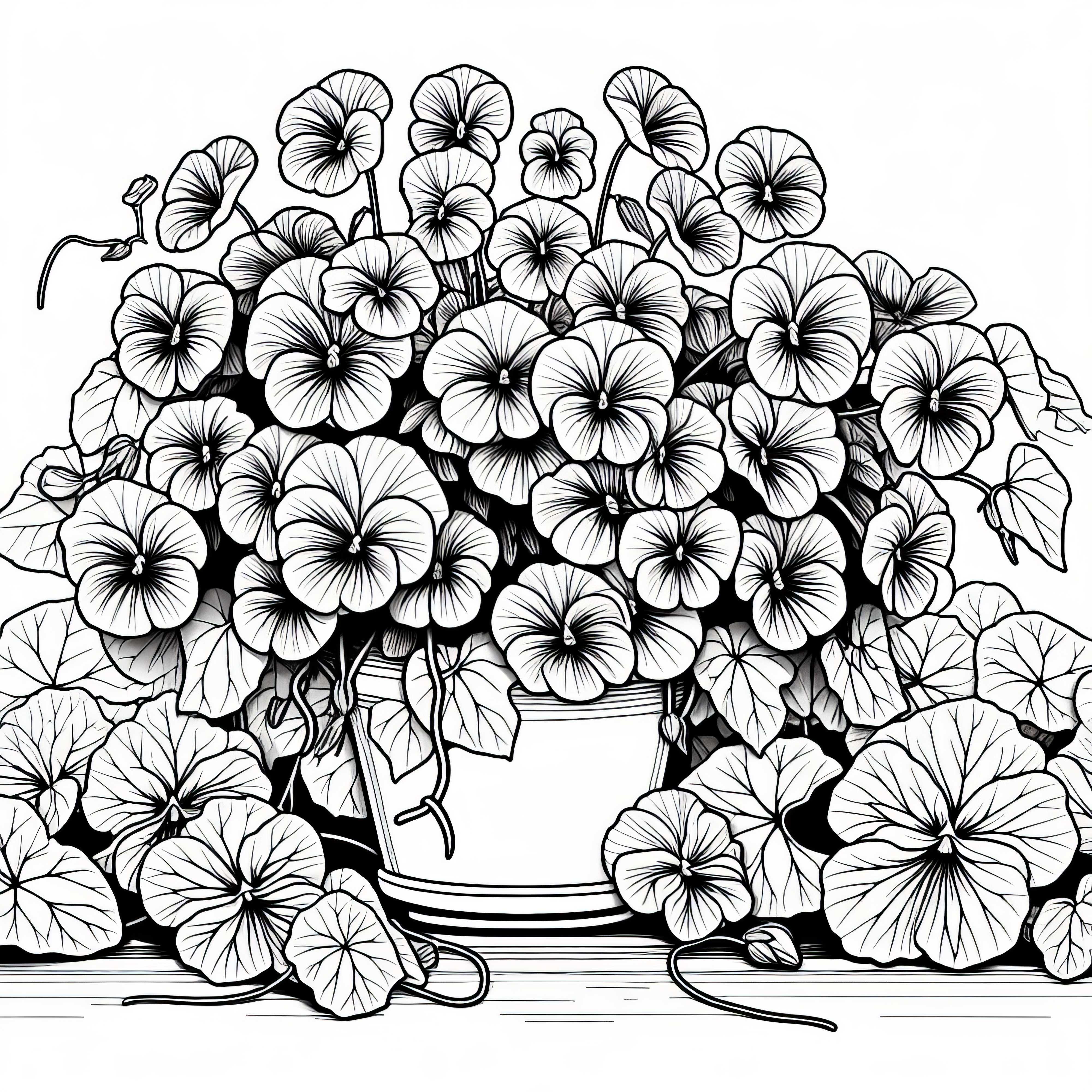 Kappasucol, som klatrer over blomsterpotten - gratis fargeleggingsmal for sommerblomster