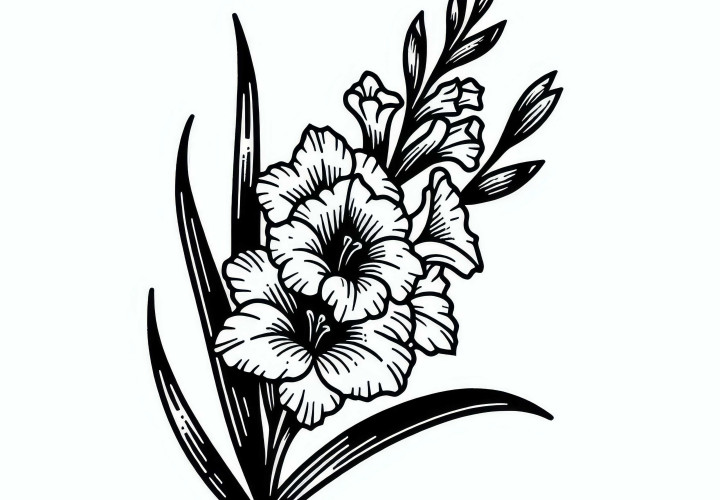 Стебли гладиолусов в полном цветении – Бесплатная раскраска для летних цветов