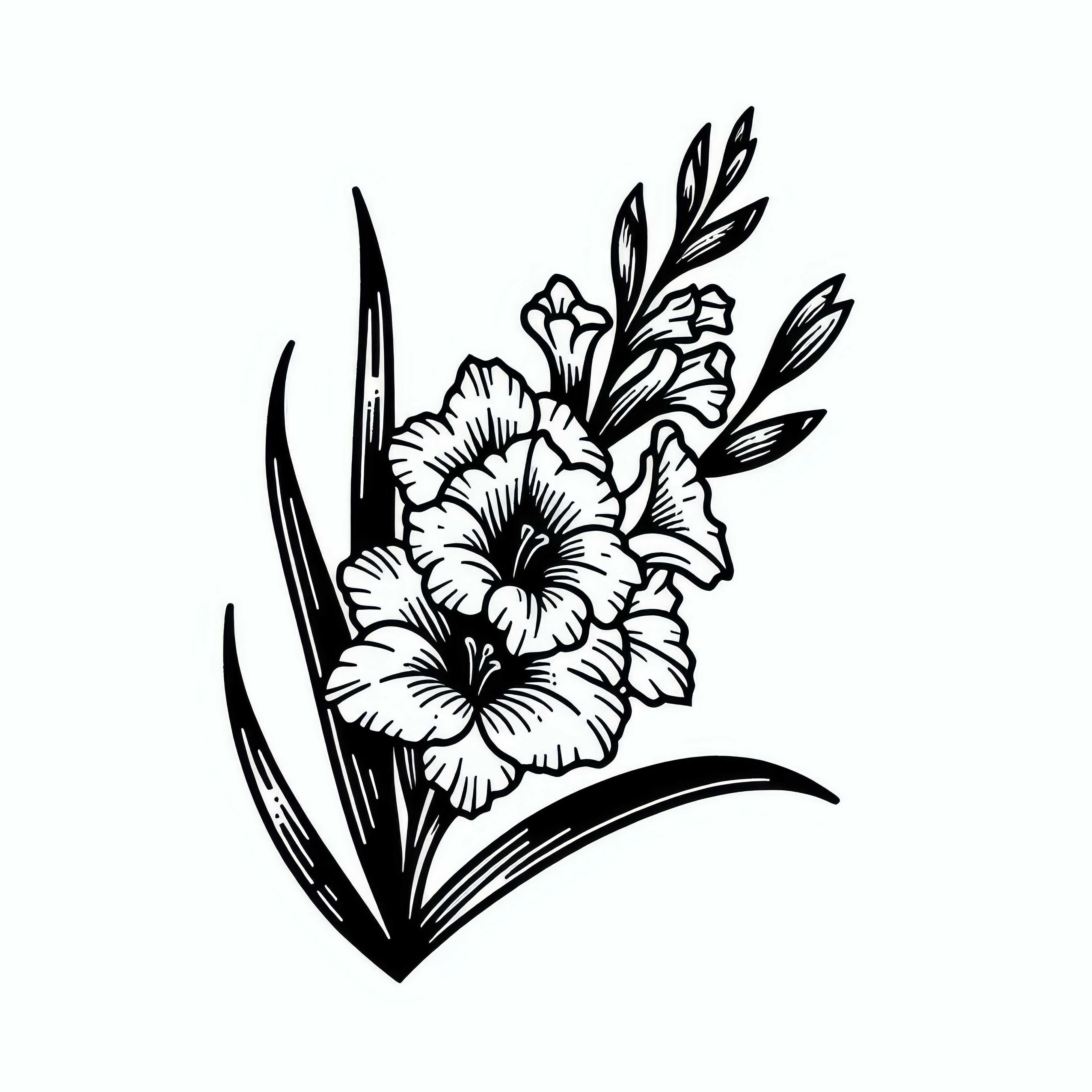 Stebla gladiol v polnem cvetu &ndash; Brezplačna risanka za poletne rože