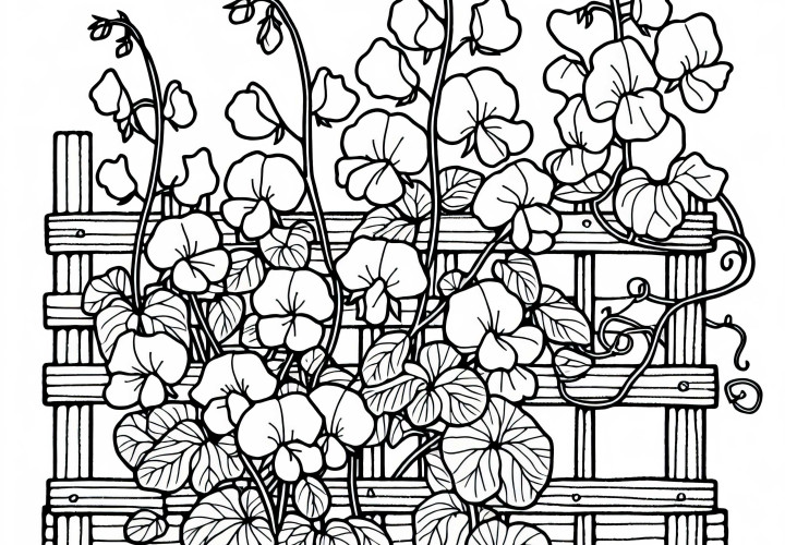 Klatrende vikker Fargeleggingsbilde Sommerblomst Gratis