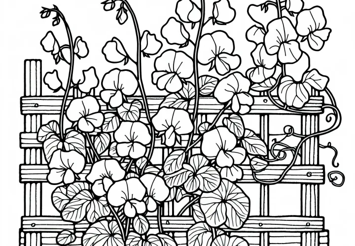 Gambar mewarnai tanaman merambat bunga musim panas gratis