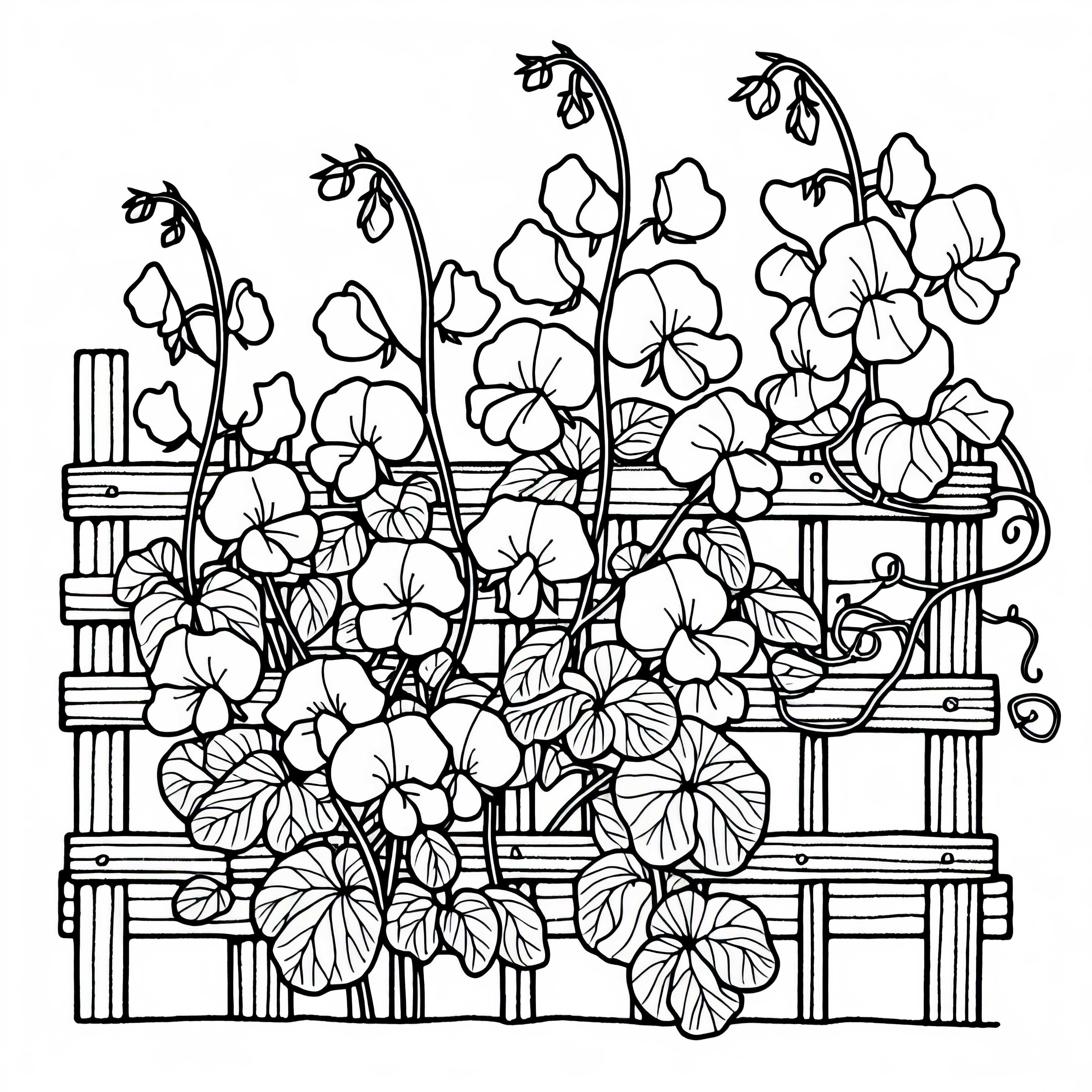 Desenho para colorir de ervilhas-de-cheiro trepadeiras Flor de verão grátis Desenho para colorir de ervilhas-trepadeiras, flor de verão grátis