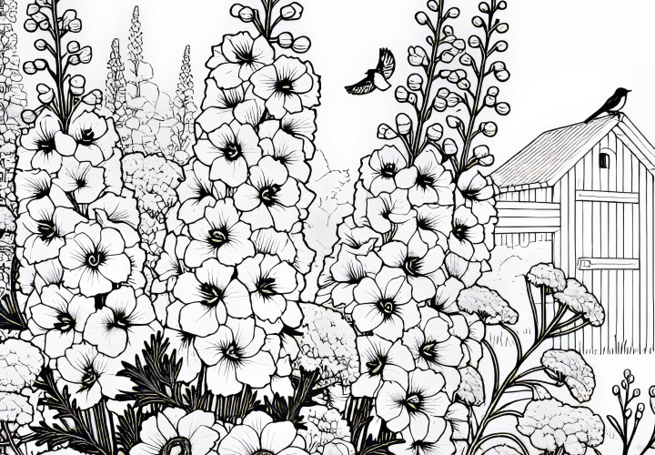 Ridderspore fargeleggingsmal for sommerblomster