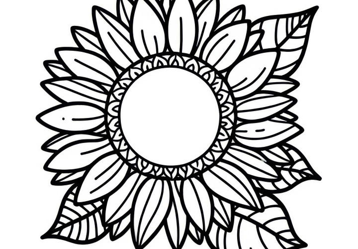 Скачать раскраску с подсолнухом бесплатно