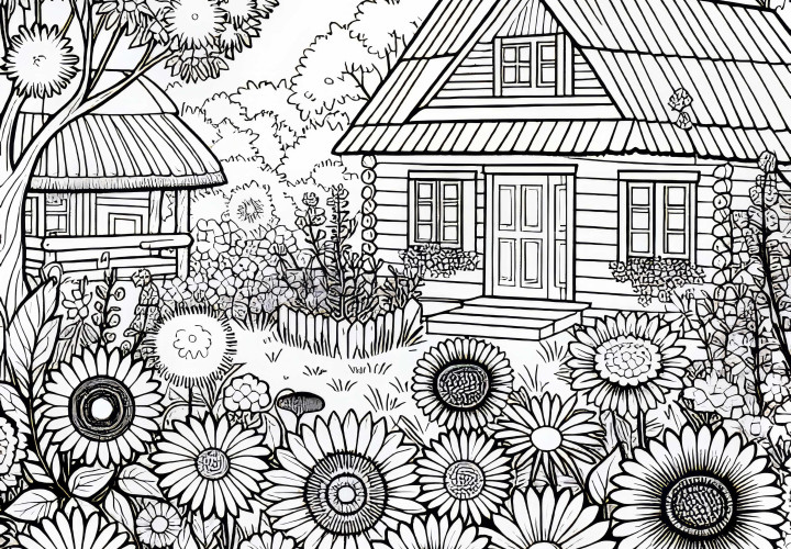 Sommerblomster i hagen fargeleggingsbilde gratis nedlasting