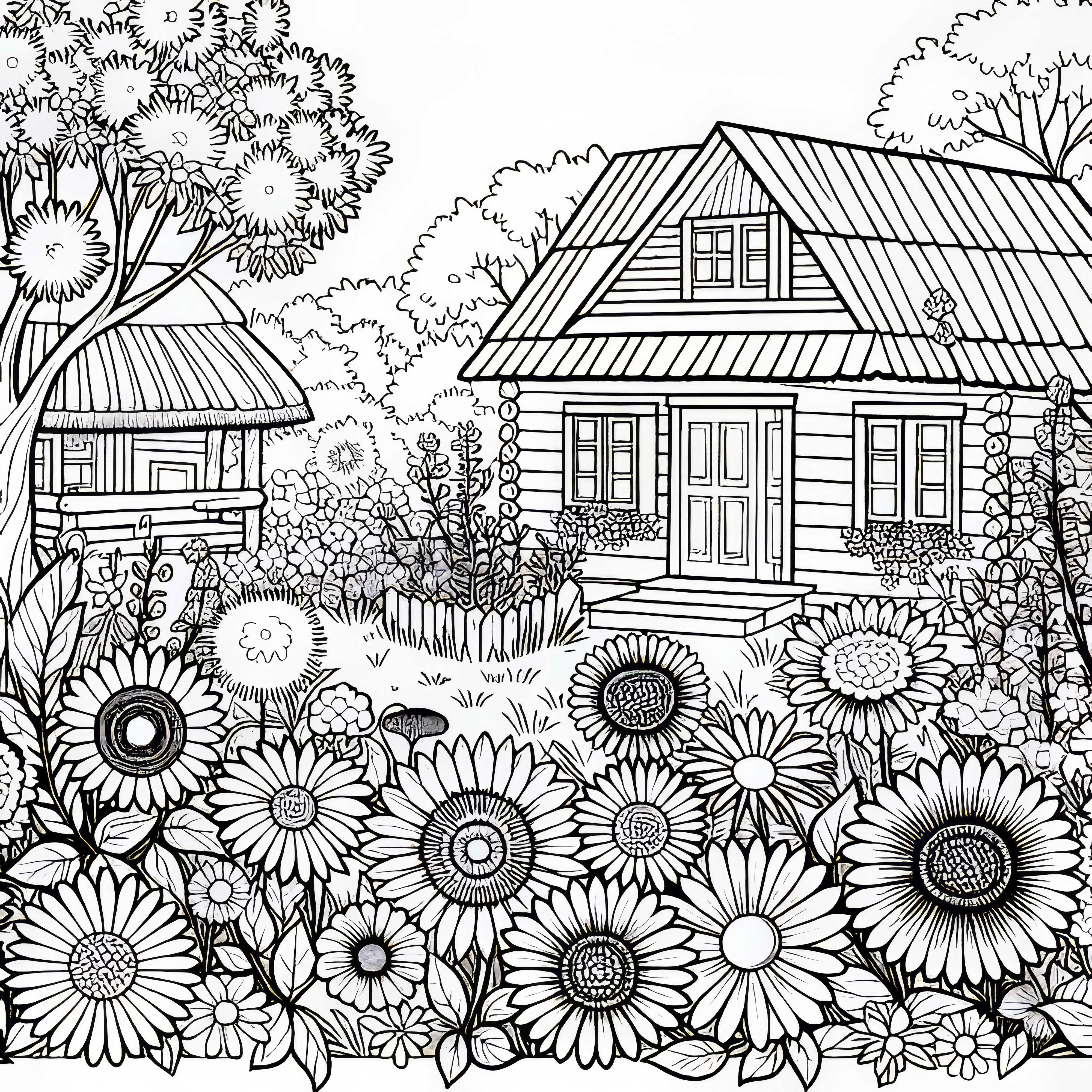 Sommerblomster i hagen fargeleggingsbilde gratis nedlasting