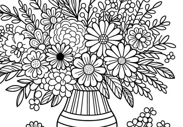 Stort bukett av sommerblomster i vase som malemaleri gratis