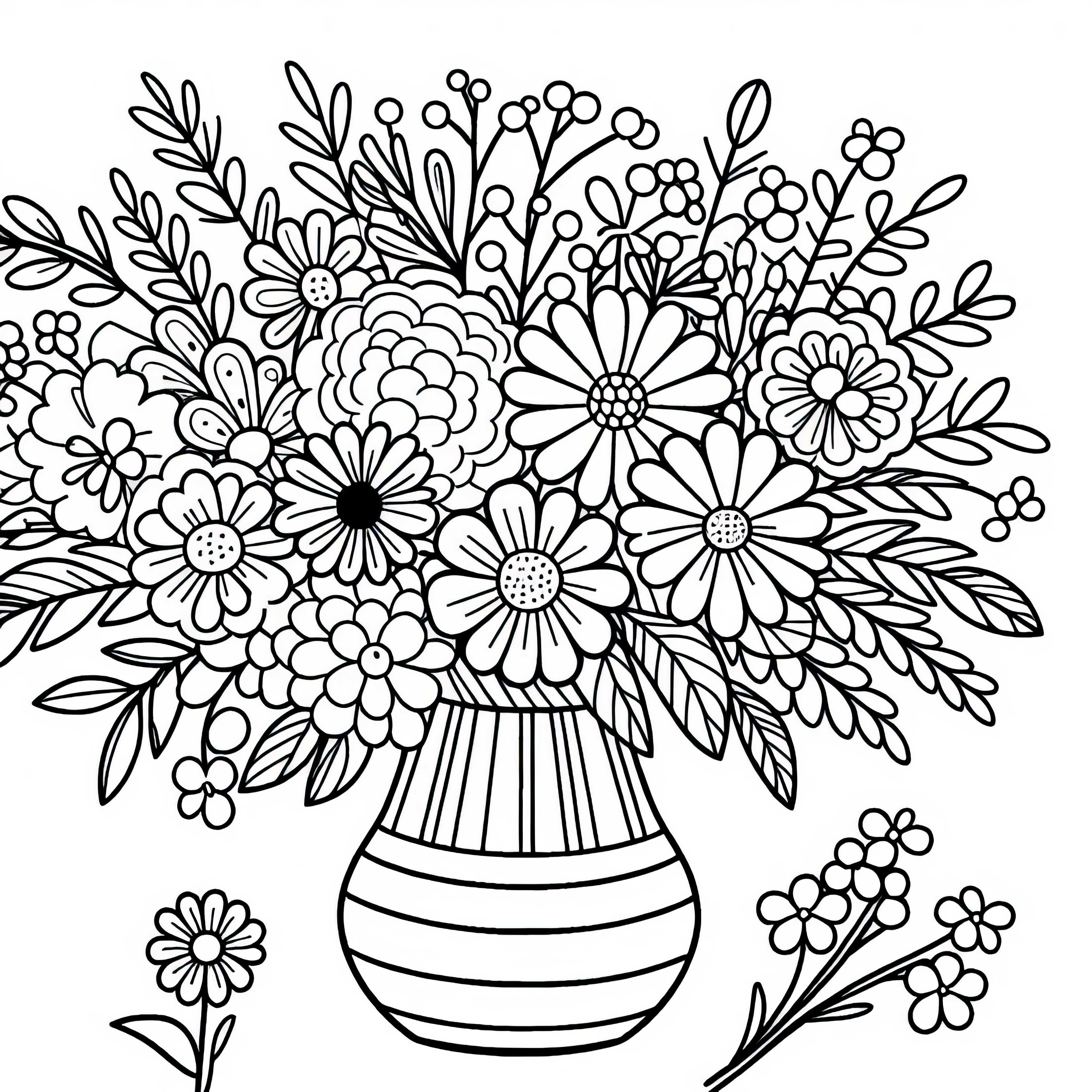 Stor bukett med sommerblomster i vase som gratis maleutgave