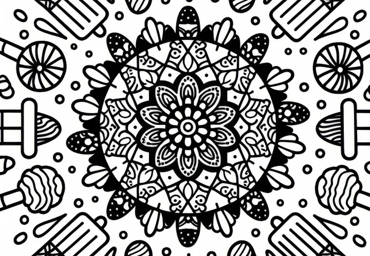 Sladoledno mandala za barvanje poletja Brezplačno