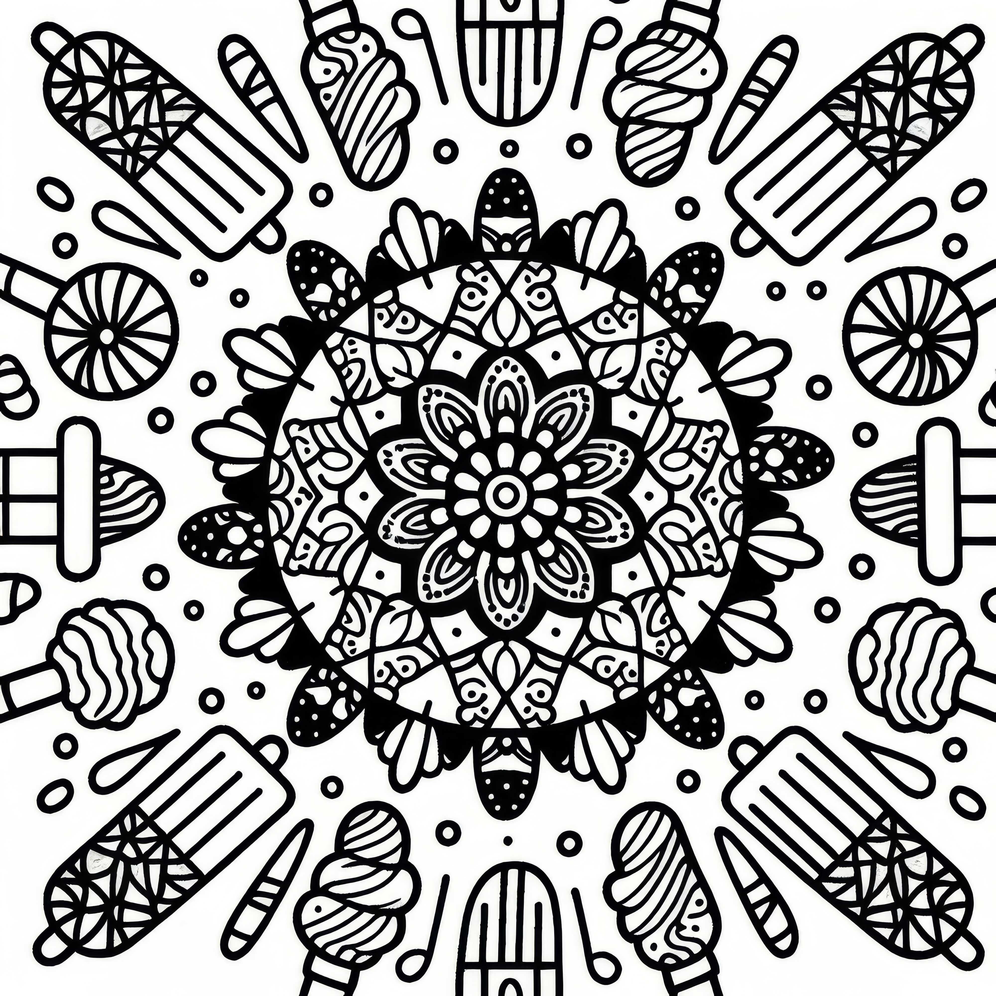 Iskrem-mandala fargeleggingsbilde for sommeren Gratis