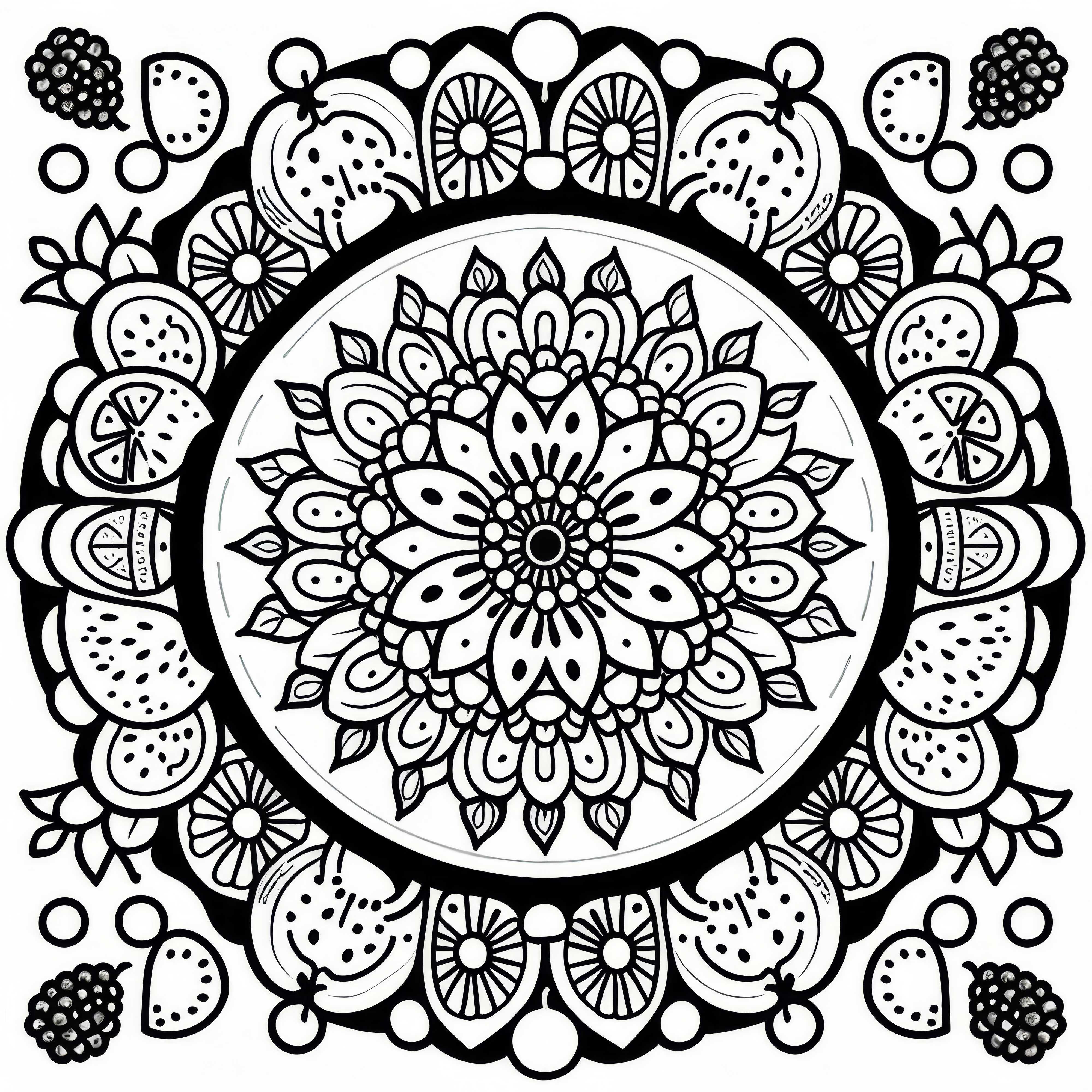 Desenho para colorir de mandala de frutas para o ver&atilde;o - Download gratuito