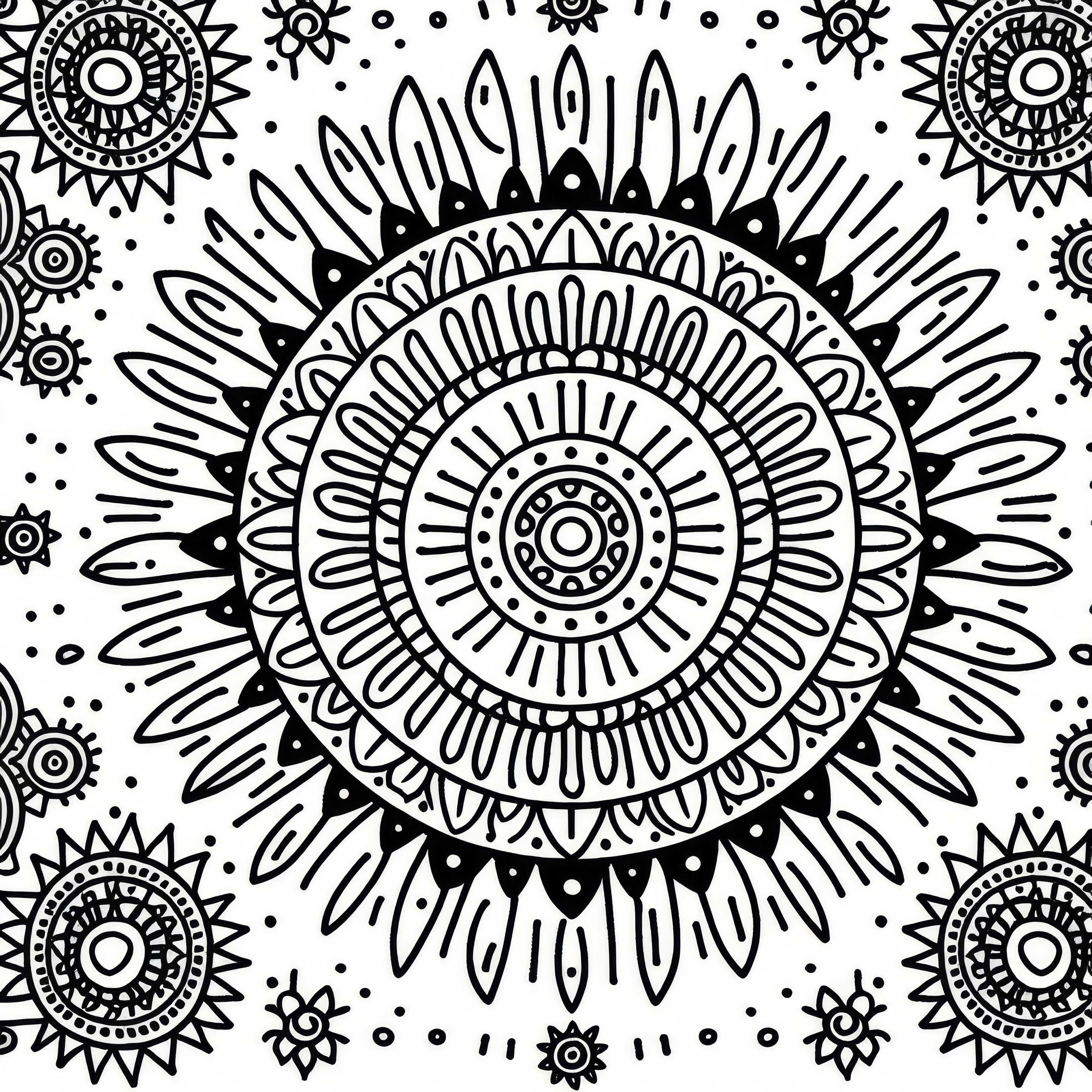 Gratis sol-mandala fargeleggingsbilde for sommeren