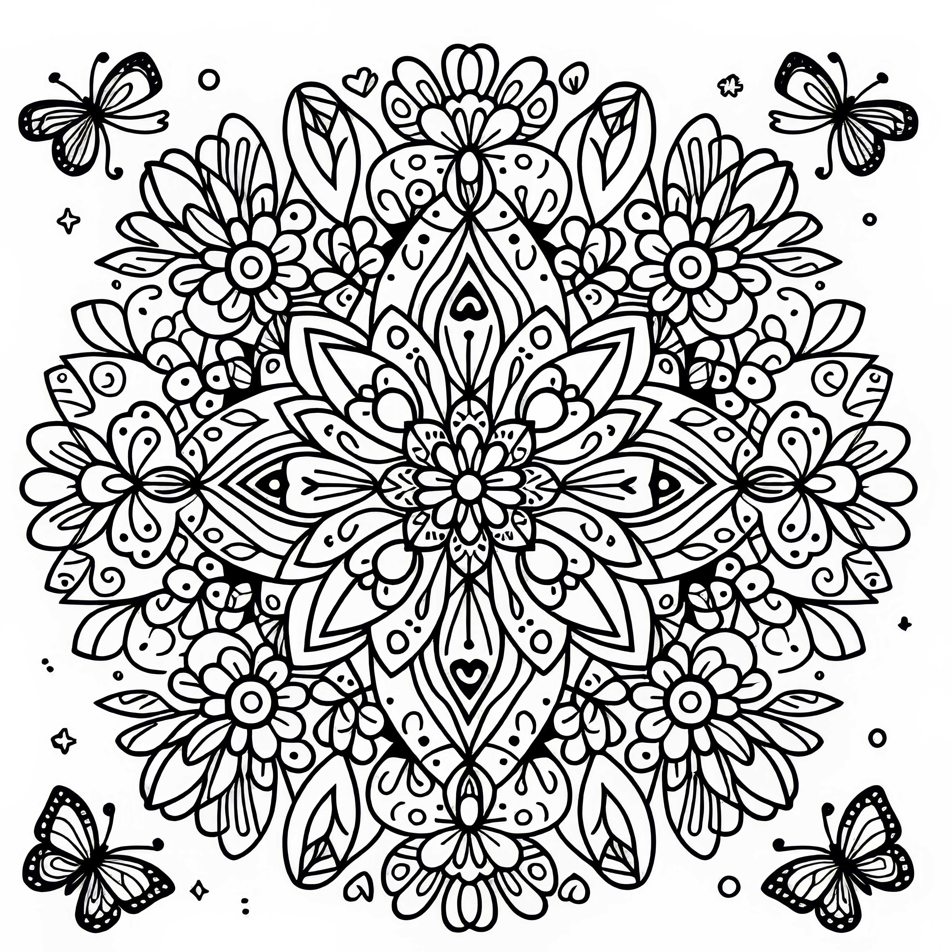 Sommerfugl-mandala-fargelegging for sommeren &ndash; Gratis