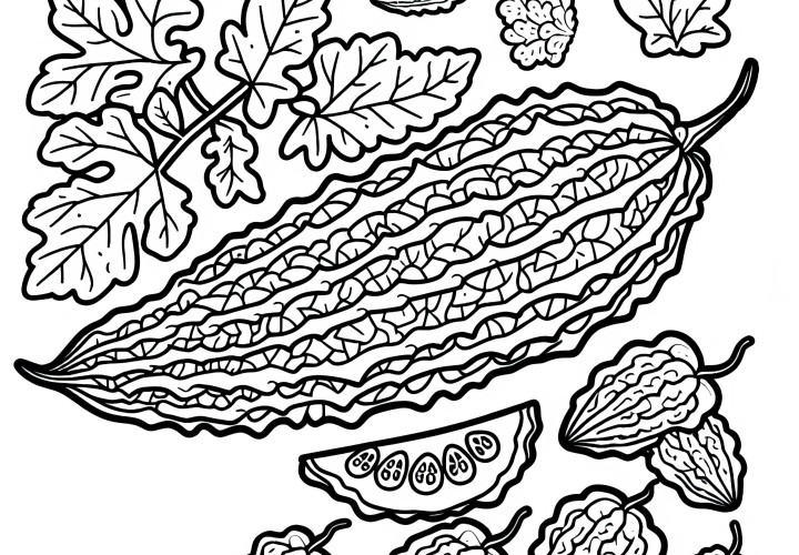 Téléchargez gratuitement un coloriage de gourde amère et de melon amer