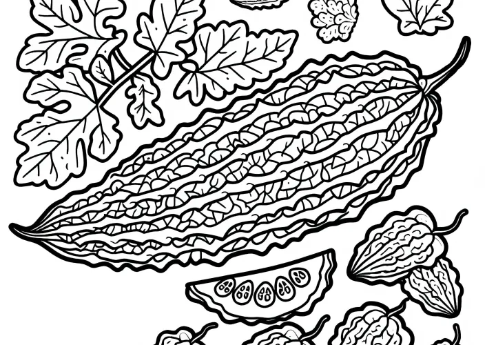 Download free coloring page of bitter gourd and bitter melon